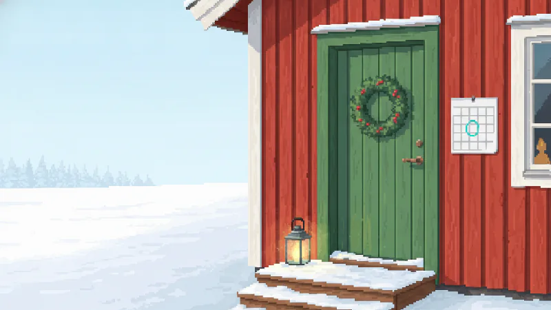 En kalender fastsatt vid en stugdörr, med ett möte bokat.